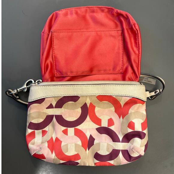 COACH 1941 Satin Chain Logo Kristin OP Art Multicolor wristlet Top Zip - Picture 6 of 11